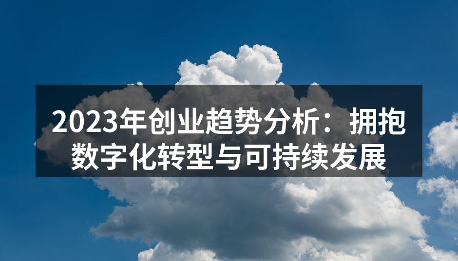数字化转型助力创业新机遇